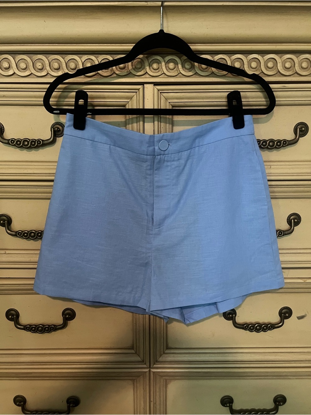 Commense Cotton Linen Blue Lace Belted Vest & Shorts Set M - Picture 6 of 17
